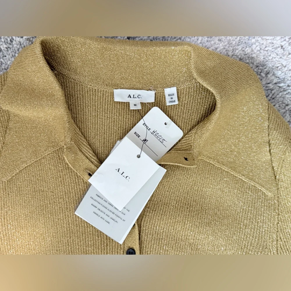 A.L.C. metallic ribbed collared top - Picture 6 of 8